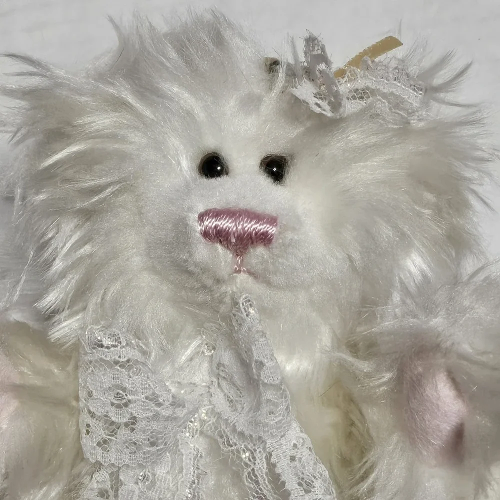A&A Angel Teddy Bear Plush Jointed Stuffed Toy White W Wings Pink‎ Nose & Toes